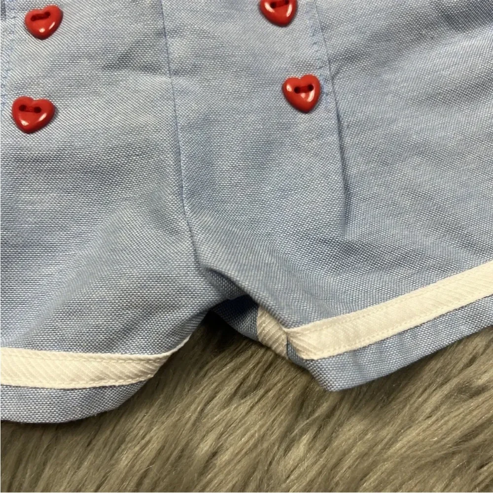 Vintage Baby Girls Carters Shorts Blue Red White Sailor Heart
